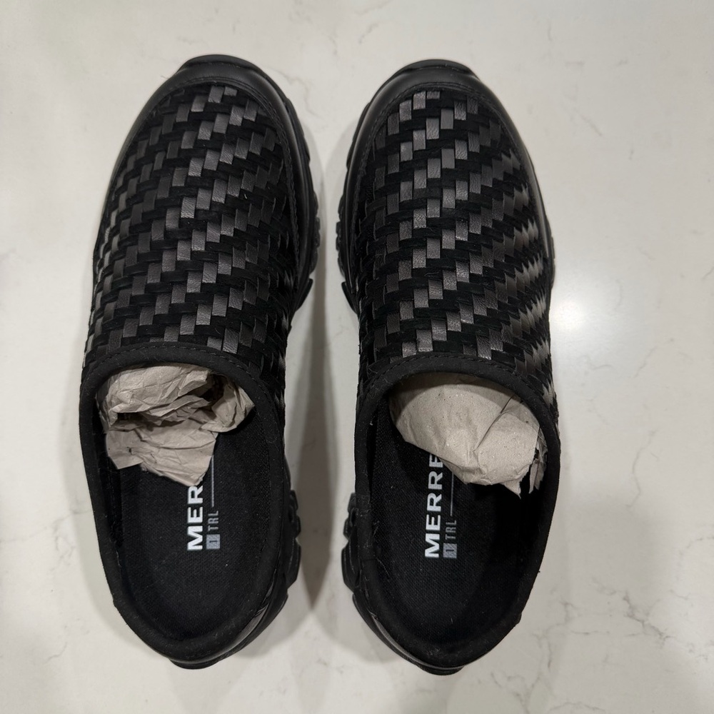 Moab 2 Slide Leather Woven 1TRL, Black